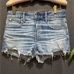 American Eagle Blue Jean Shorts Distressed Frayed Hem